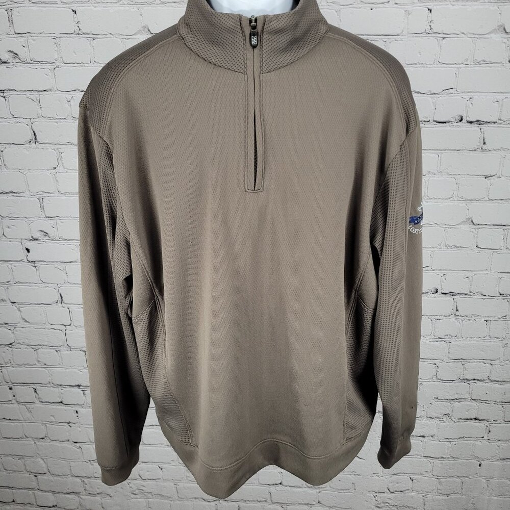 Cutter & Buck Brown DryTec MGA Lost Creek Cup Golf 1/4 Zip Pullover Sweater L